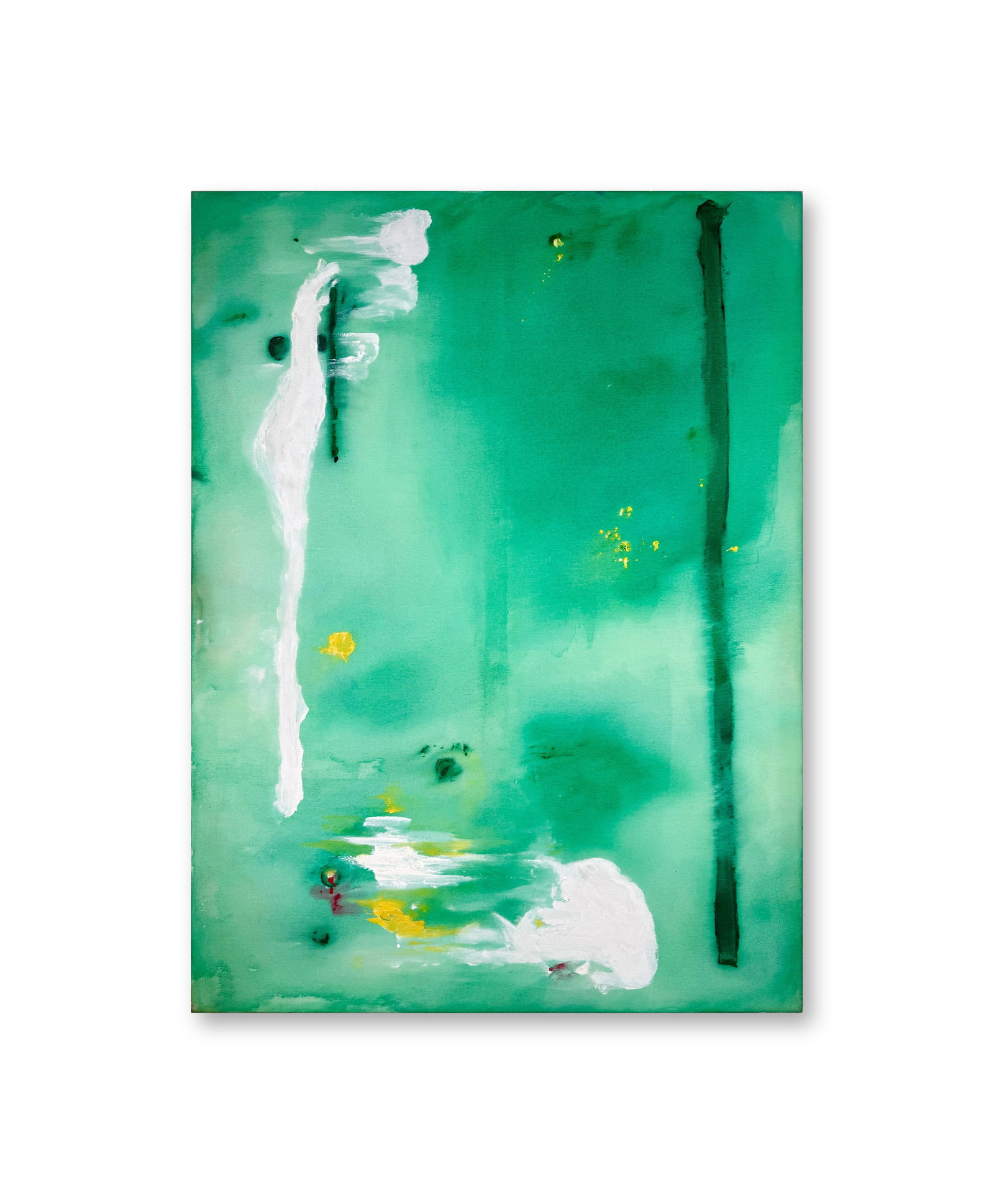 HELEN FRANKENTHALER (1928-2011), ATTRIBUTED TO, ACRYLIC ON CANVAS: Image Size: 46 by 34 1/4 inches (117 by 87 cm) All measurements are approximate. Signed (reverse)Helen Frankenthaler was a groundbreaking American abstract expressionist painter. Her innovative