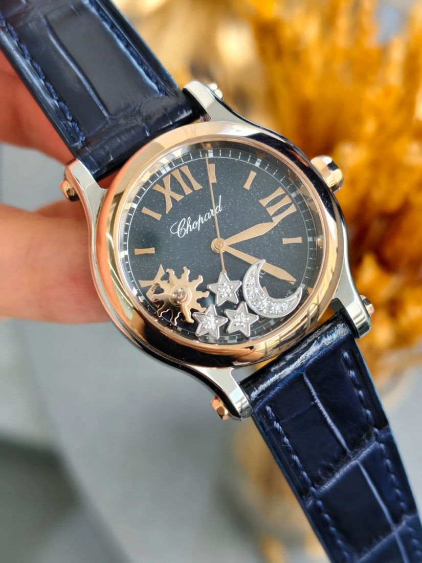 Chopard Happy Sport Moon-Stars, 18K Rose Gold and Stainless-Steel, Ref. 278573-6027, Ladies': D:30mm