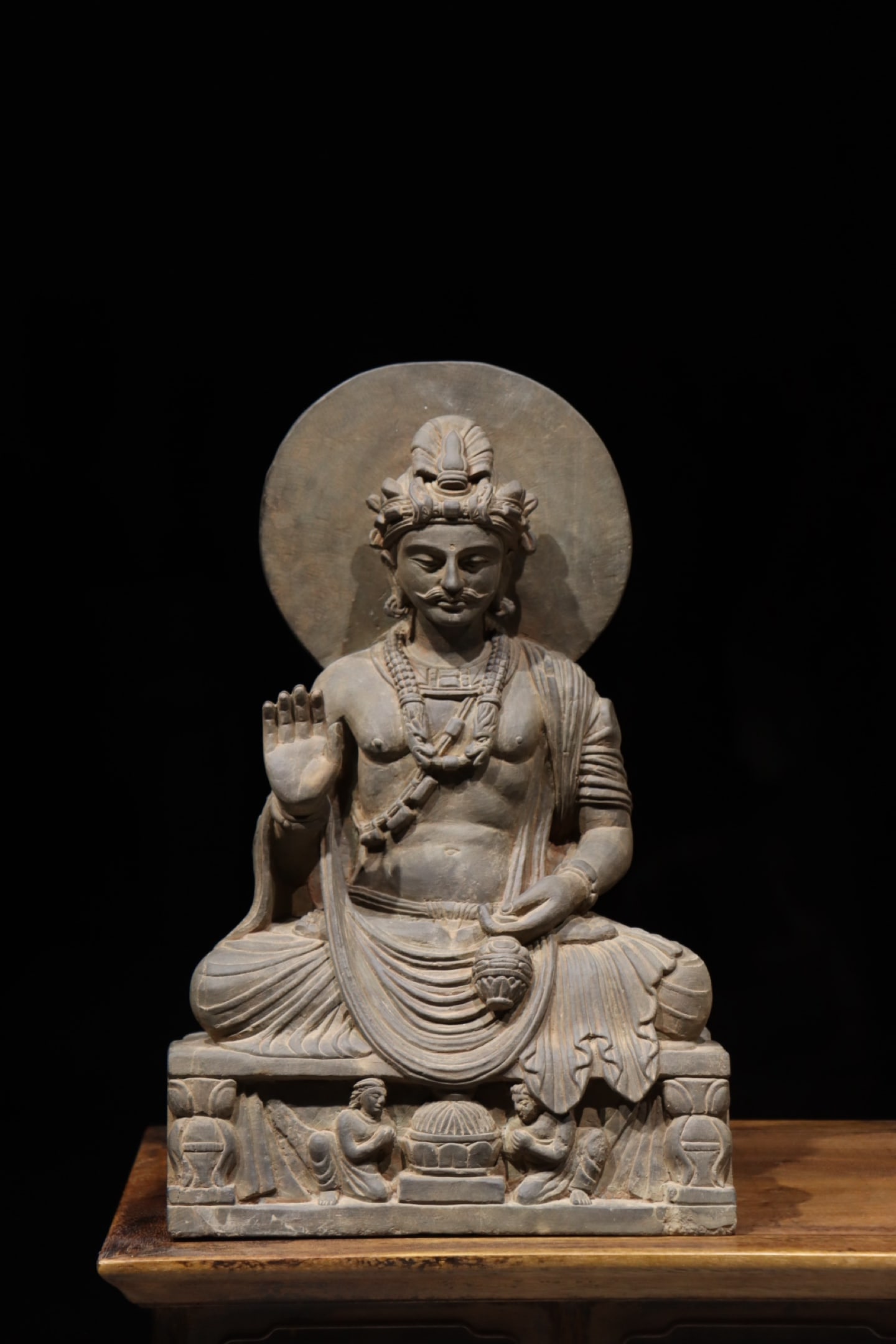Seated Maitreya Bodhisattva, Gandhara Art, Grey-Schist Stone, Circa 3rd-5th Century A.D. (1 of 9)