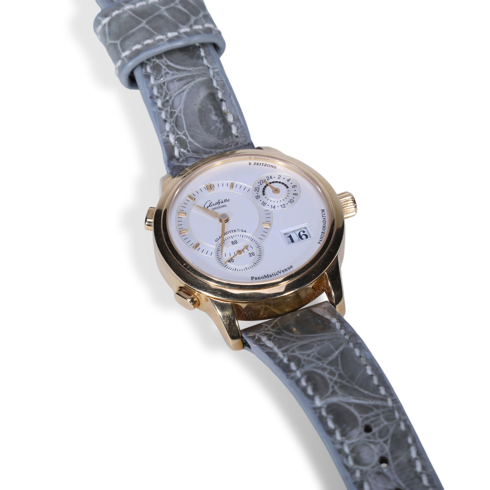 Glash??tte Original PanoMaticVenue Dual Time 18K Yellow Gold Watch: D:39mm