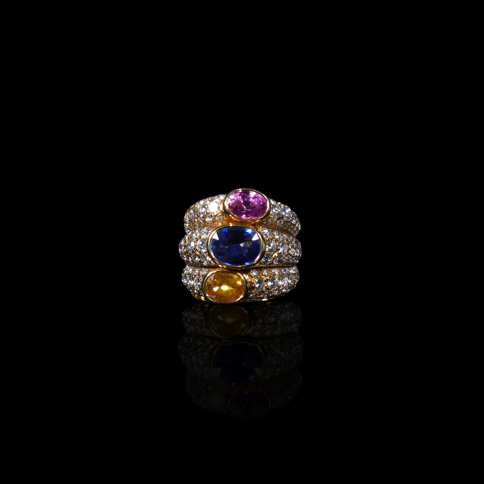 18K Gold Ring Set with Fancy Sapphires and Diamonds (1 of 4)