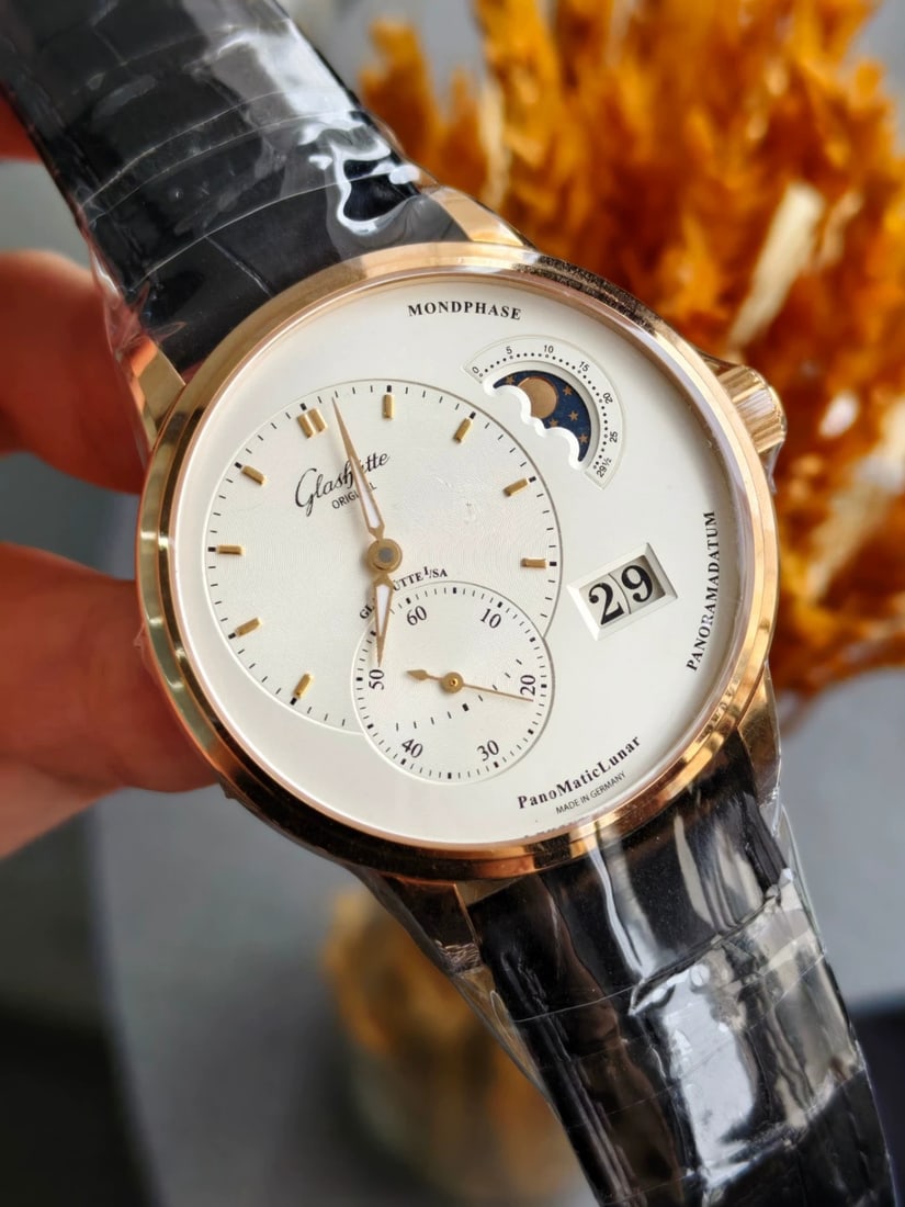 Glash??tte-Original PanoMaticLunar, 18K Rose Gold, Ref. 1-90-02-45-35-05, Men's Wrist-Watch: D:40mm