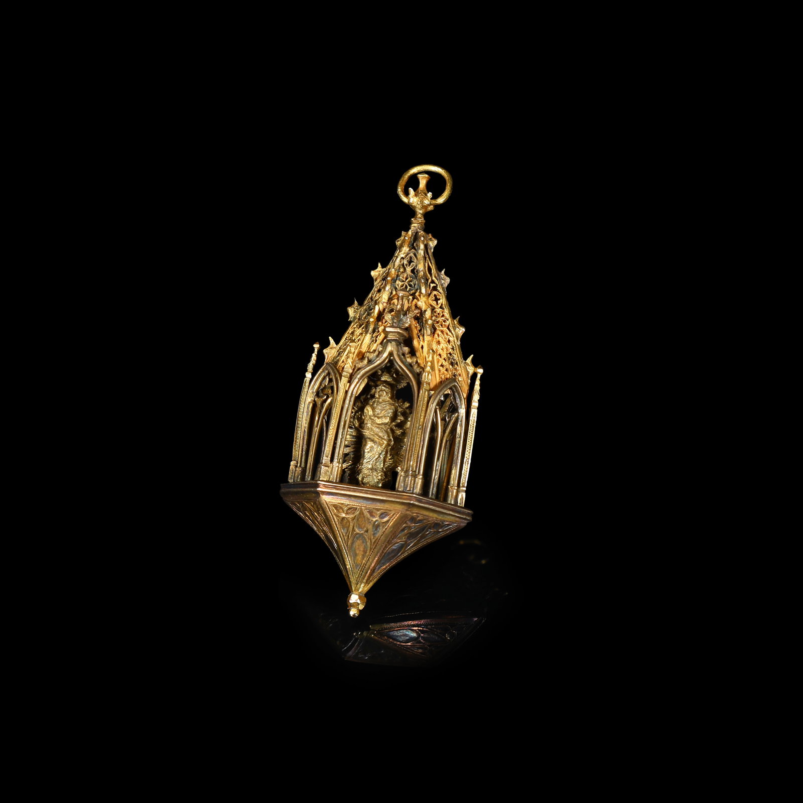19th-Century Gothic-Revival Solid-Gold Reliquary Shrine Pendant (1 of 4)