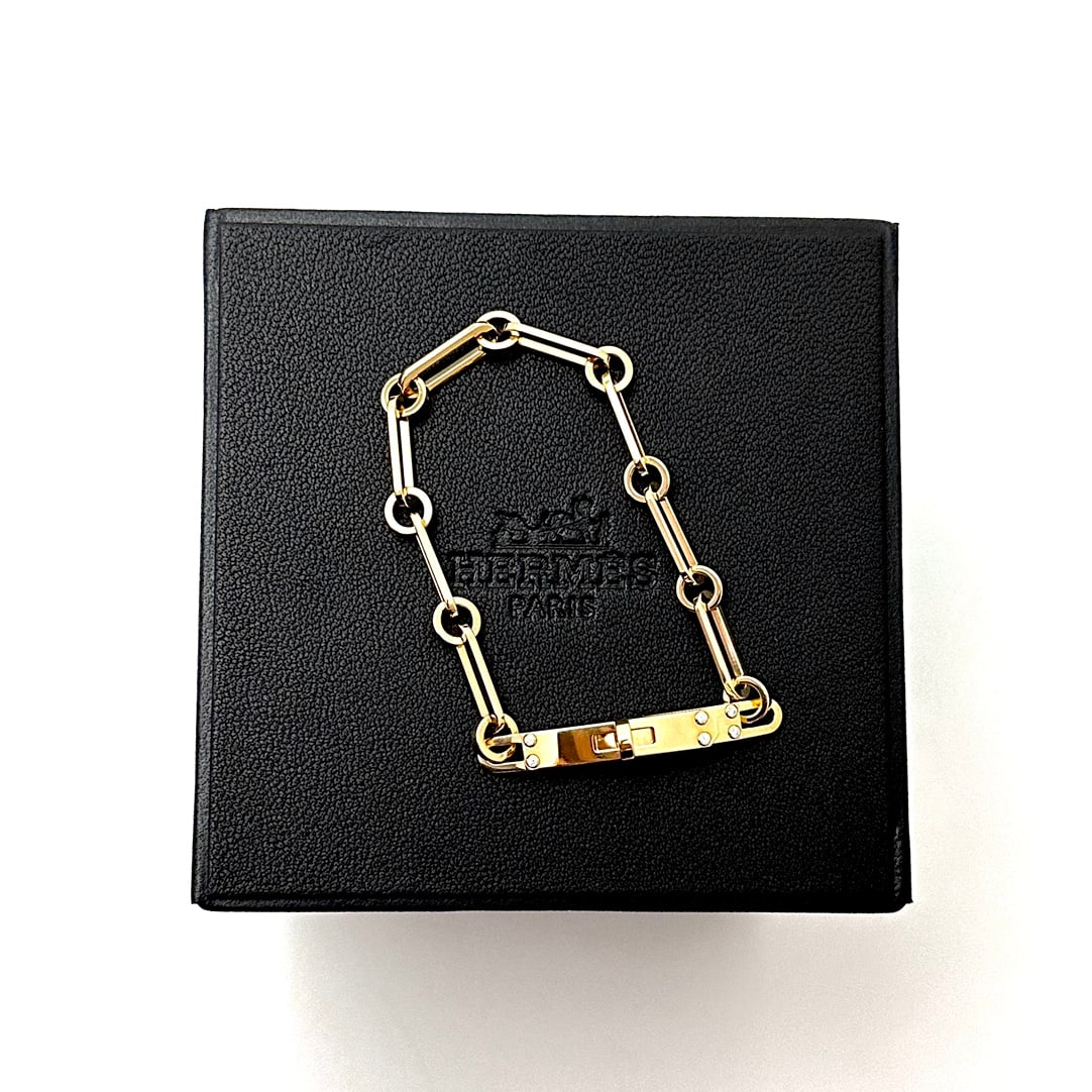 Herm??s Kelly-Chaine Bracelet with Six Diamonds, 18K Yellow-Gold (1 of 2)