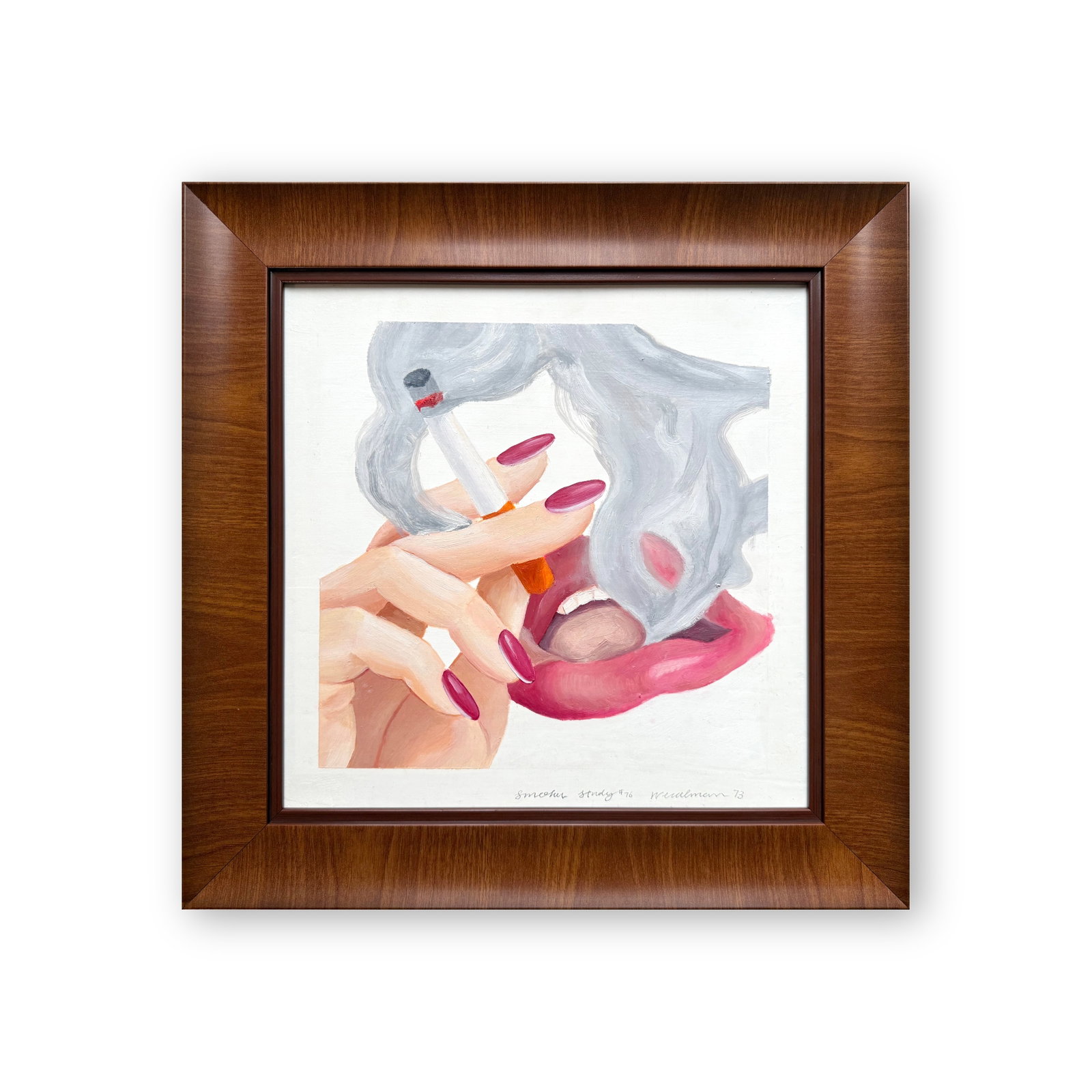 TOM WESSELMANN (1931-2004), ATTRIBUTED TO, OIL ON CANVAS: Image Size:12 by 12 inches ( 30.5 by 30.5 cm) All measurements are approximate.Framed dimensions: 15 7/16 by 15 7/16 in (39.2 by 39.2 cm) Signed (reverse)Tom Wesselmann remains one of the defining fig