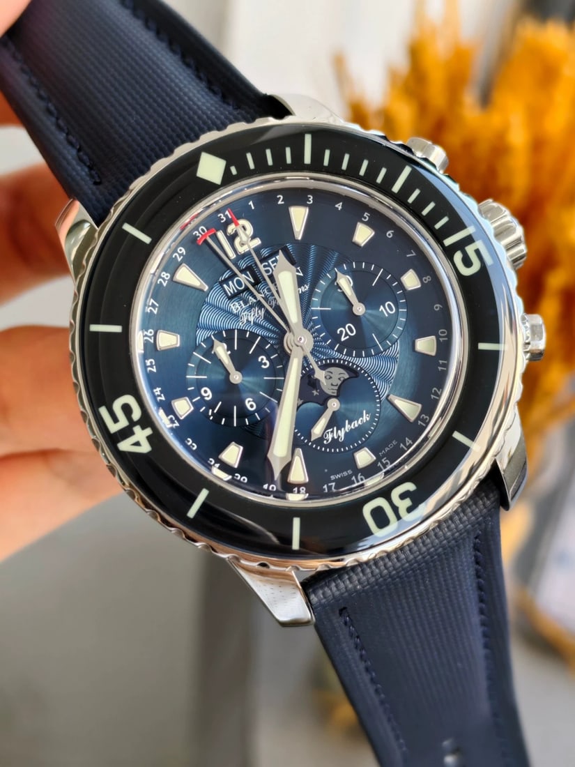 Blancpain Fifty Fathoms, Ref. 5066F-1140-52B, Men's Fly-Back Chronograph Wrist-Watch: D:45mm