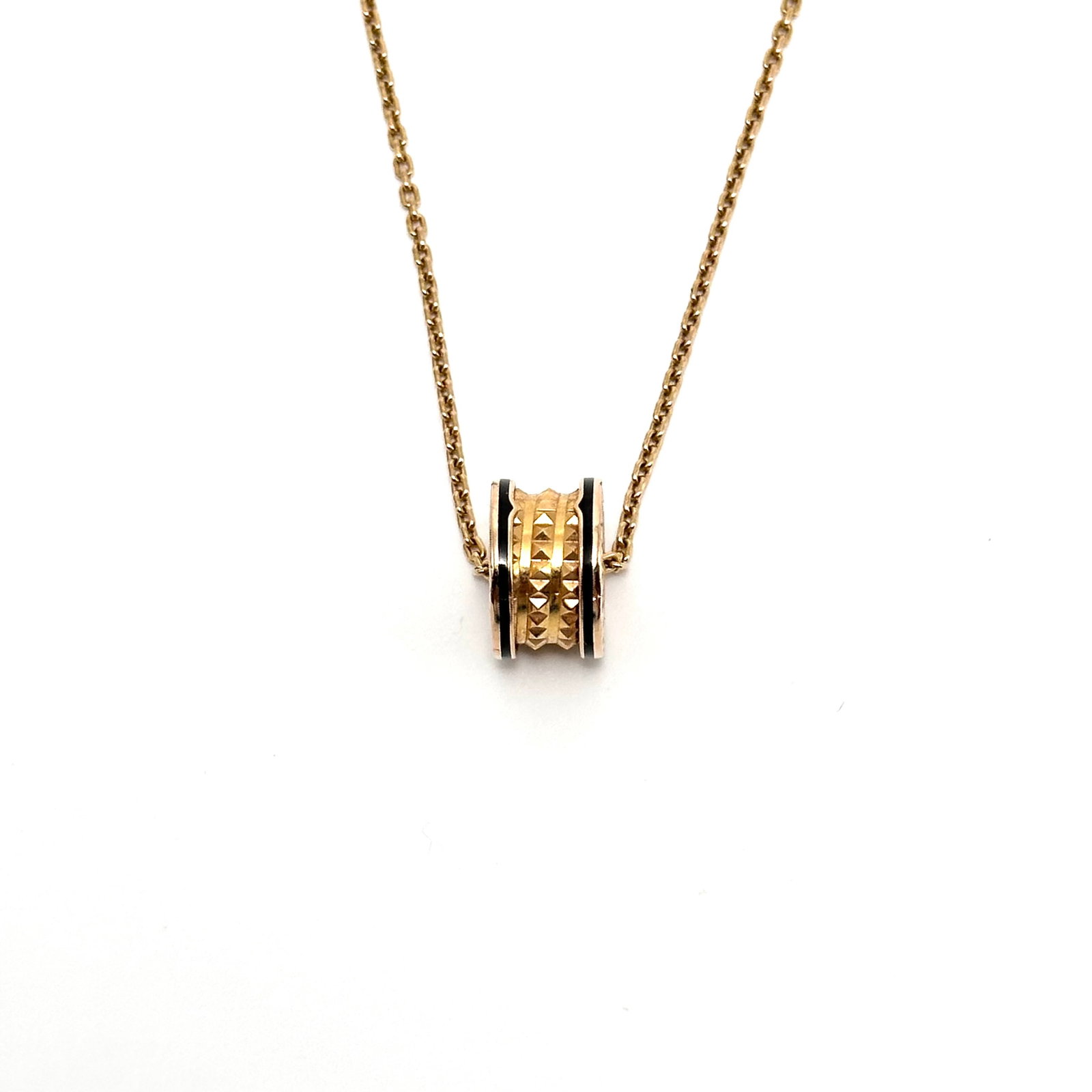 Bvlgari B.zero1-Rock Necklace with Stud-Rivet Motifs, 18K Yellow-Gold & Black-Ceramic: Chain Length:46cm