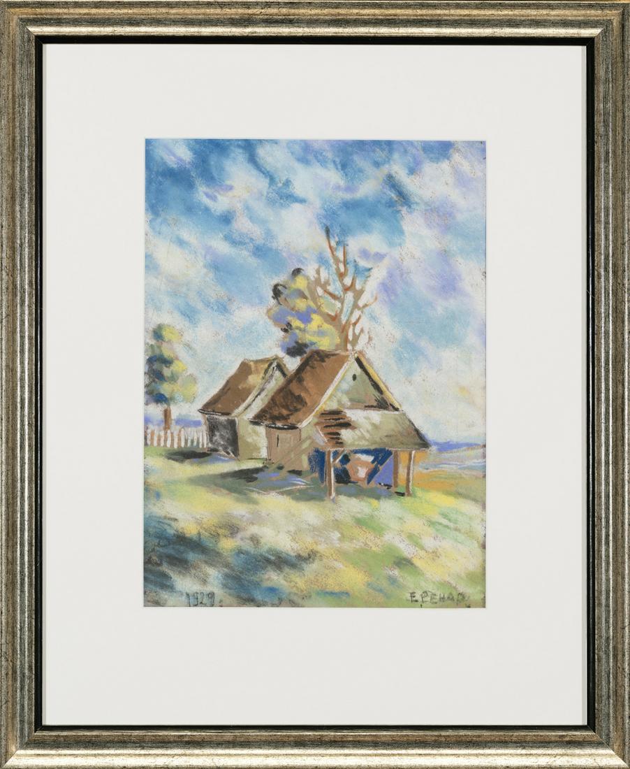 Erich Pehap (Estonian 1912 - 1981): Autor (Artist): Pehap, Erich (1912 - 1981), Töö nimi (Name): Kodu, Aasta (Dated): 1929, Tehnika (Medium): maal, pastell, paber, Mõõdud (size): vm 31,9 x 23,4 cm ; raamiga (incl. frame): 52,7 x 43,