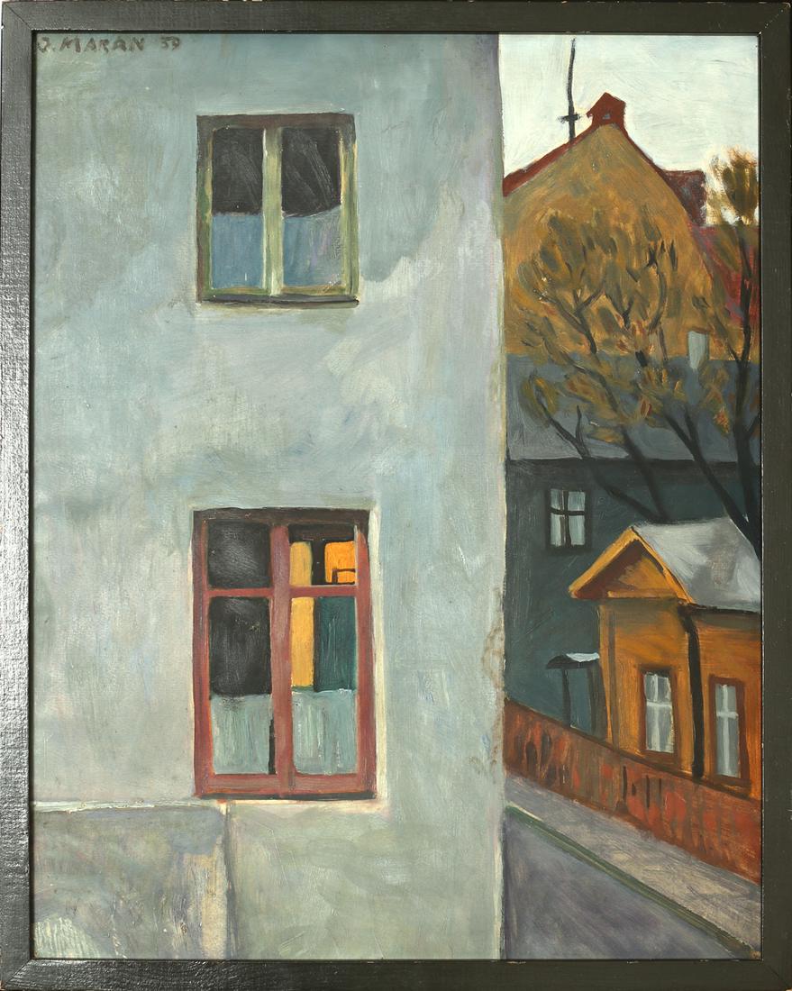 Olav Maran (Estonian) oil painting: Autor (Artist): Maran, Olav (1933), Töö nimi (Name): Kaupmehe tänav, Aasta (Dated): 1959, Tehnika (Medium): maal, õli, paber, Mõõdud (size): 53 x 42 cm, O.Maran lõpetas ERKI graafikuna 1959.aas