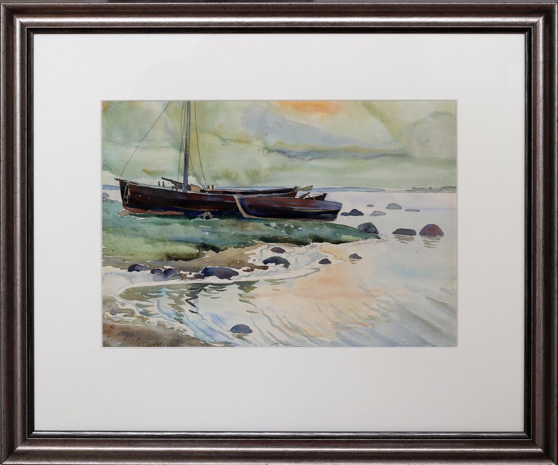 Günther Reindorff (Estonian) watercolor: Autor (Artist): Reindorff, Günther (1889 - 1974), Töö nimi (Name): Rannamaastik. Rogö., Aasta (Dated): 1921, Tehnika (Medium): maal, akvarell, paber, Mõõdud (size): lm 23,1 x 33,1 cm ; raamiga (
