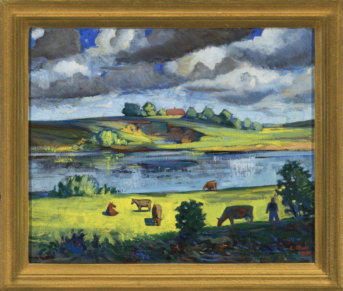 Lembit Rull (Estonian) Oil painting: Autor (Artist): Rull, Lembit (1904 – 1987), Töö nimi (Name): Emajöe kallastel, Aasta: 1940, Tehnika (Medium): maal, õli, lõuend, Mõõdud (size): 52,7 x 64,5 cm ; raamiga (incl. frame): 63 x 74