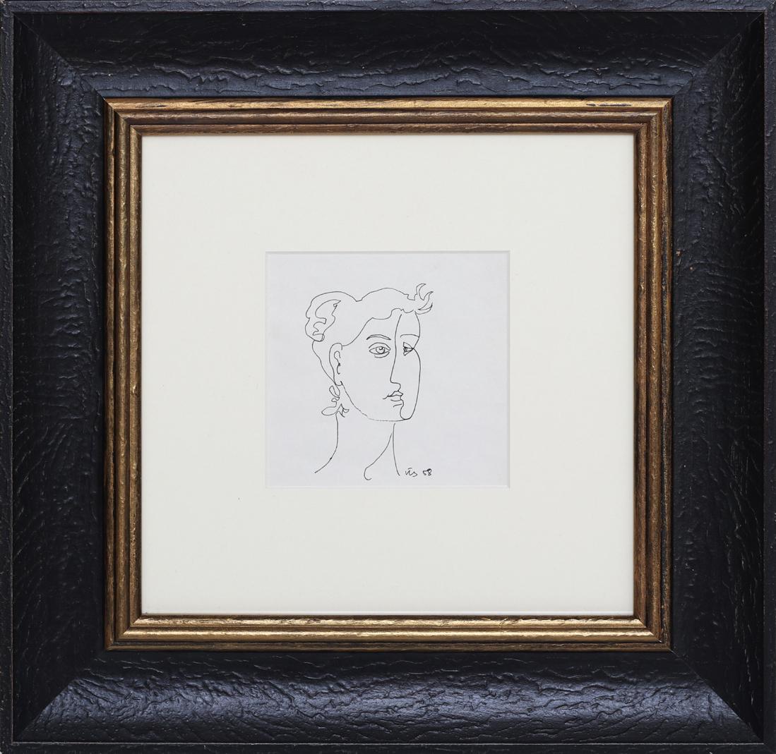 Ülo (Yullo) Sooster (Estonian 1924 - 1970) drawing: Autor (Artist): Sooster, Ülo (1924 - 1970), Töö nimi: Suudlus, Aasta (Dated): 1958, Tehnika (Medium): joonistus, tušš, paber, Mõõdud (size): lm 19 x 13 cm, Kaks otsekui suudluseks kokkusulanud 