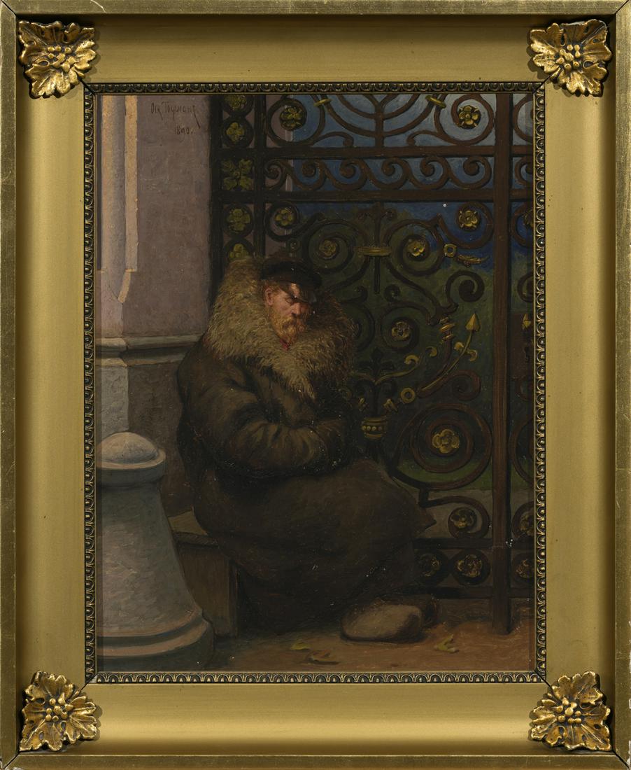 Oskar Georg Adolf Hoffmann (Estonian 1851 - 1912): Autor: Hoffmann, Oskar Georg Adolf (1851 - 1912), Töö nimi: Magav valvur (Öövaht), Aasta: 1890, Tehnika: maal, õli, lõuend, Mõõdud: 40,5 x 31,5 Teos võis esineda Peterburis akadeemia näituse