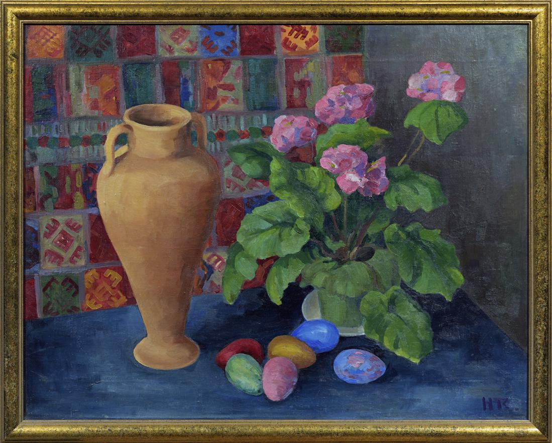 Helmi Reise (Estonian 1898 - 1971): Autor: Reise, Helmi (1898 - 1971), Töö nimi: Natüürmort, Aasta: 1920-1930 ndad, Tehnika: maal, õli, lõuend, Mõõdud: 62,5 x 79,5 H. Reise on rohkem tuntud kui esoteerikaga tegeleja, ühisvabam�