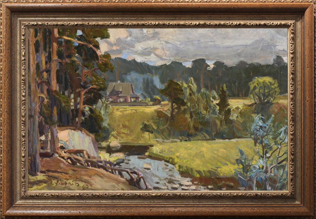 Richard Sagrits (Estonian 1910 - 1968): Autor: Sagrits, Richard (1910 - 1968), Töö nimi: Karepa vaade, Aasta: 1960, Tehnika: maal, õli, lõuend, Mõõdud: 50 x 79 cm Kunstnik on läbi aastakümnete maalinud vanematekodu Kalame ümbrust K