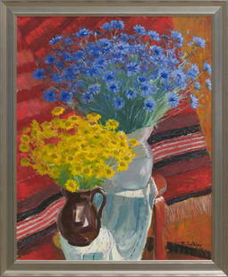 Richard Uutmaa (Estonian 1905 - 1977) Vaikelu: Lillemaalide osakaal Richard Uutmaa loomingus tõusis, kui ta rajas endale 1960. aastate algul suvekodu Eismal, mille aiast ja ümbritsevatelt niitudelt korjatud lilli maalis ta sealsamas