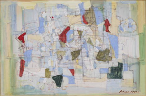 Aleksander Vardi (Estonian 1901 - 1983) Arabeskne II: Teos oli Eesti Kunstimuuseumis 1969. aastal toimunud näituse puhul, mis hõlmas kunstniku loomingut aastaist 1920–68. See on fikseeritud ja reprodutseeritud Tartu Kunstimuuseumi 1972.