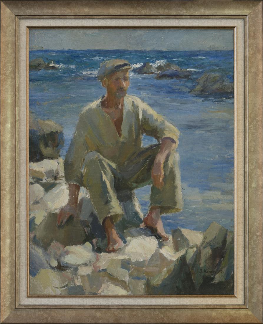 Ilmar Kimm (Estonian 1920 – 2011): Dückeri maalist “Paat rannas” lahutab peaaegu samade mõõtudega Ilmar Kimmi teost veidi rohkem kui pool sajandit, aga neid seob erinevalt avalduv impressionismi mõju nin