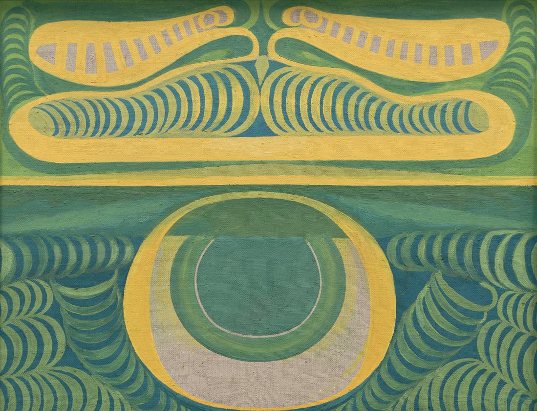 Enno Ootsing (Estonian 1940): Botaaniline kalligraafia. 1966. Õli. Lõuend. 38.4 x 49.7 cm. 1966.aastal ERKI graafika alal lõpetanud E.Ootsing kuulus rühmitusse ANK’64. Ta on loometöö kõrval