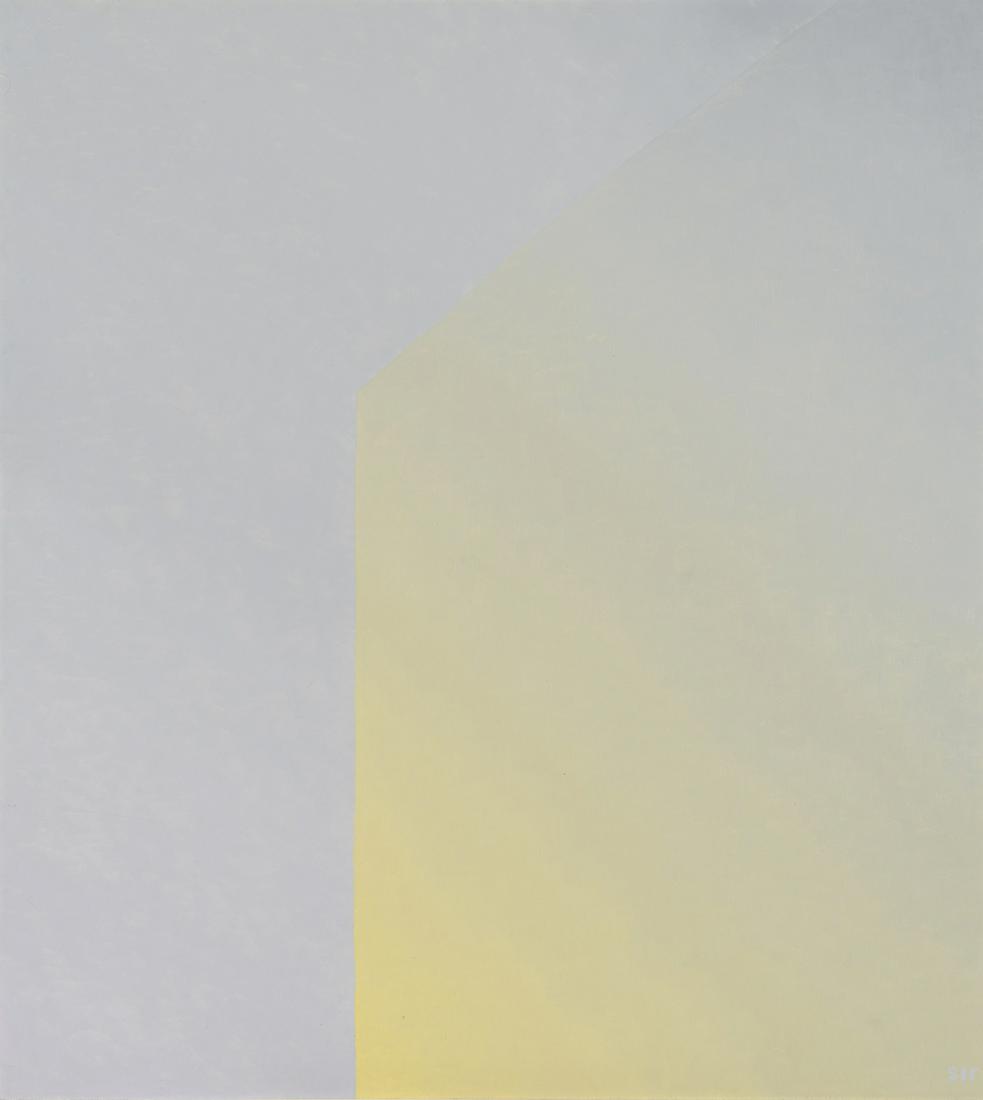 Sirje Runge (Estonian 1950): Illusioon XXIII. 1990a. Õli. Lõuend. 100 x 90 cm. Juba 1970. aastate lõpus muutus Sirje Runge geomeetriline laad minimalistlikuks ning üha suuremat rolli hakkas mängima valgus