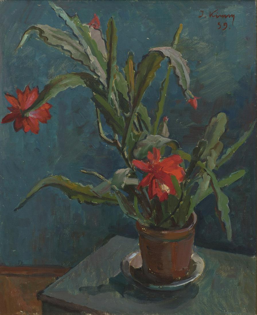 Ilmar Kimm (1920 – 2011): Õitsev kaktus. 1959. Õli. Lõuend. 73 x 60 cm. Ilmar Kimm on lõpetanud I. Repini nimelise kunstiinstituudi maali alal 1948. Alates 1948. aastast elas Eestis, 1952–88 oli ERKI 