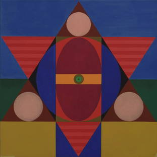 Marje Taska (1955): Treening. 1993. Akrüül. Lõuend. 116.3 x 116 cm. Marje Taska on sündinud Tallinnas, alates 1982. aastast elanud põhiliselt Rootsis. 1970ndatel kuulus ta Tõnis Vindi