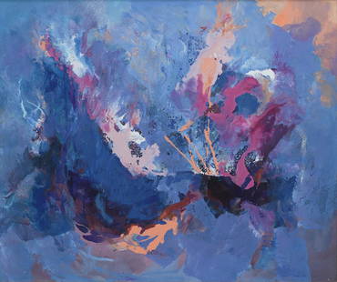 Lola Liivat (1928): Dialoog. 2005. Õli. Akrüül. Lõuend. 85 x 100 cm. Lola Liivat alustas kunstiõpinguid 1948 Tartu Riiklikus Kunstiinstituudis, 1954 lõpetas ERKI. Ta on viljelenud