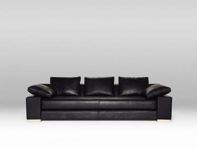 Canyon Sofa - Black Leather / Ash Feet