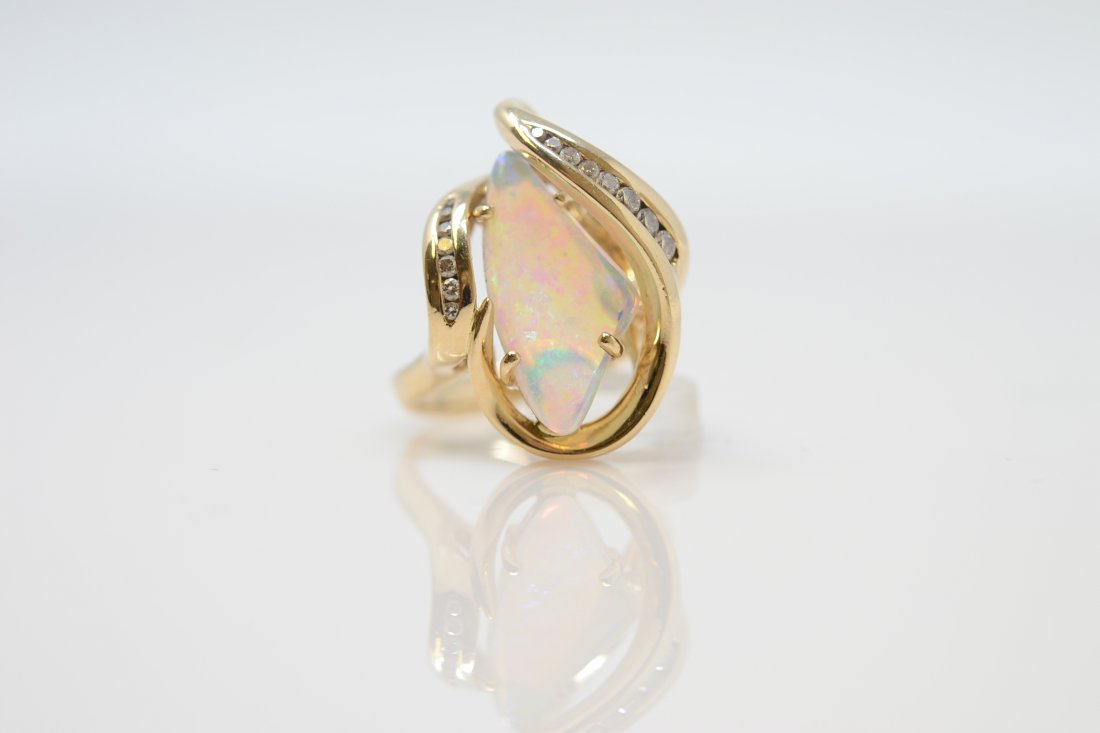 Very Unusual Custom Cut Fiery Opal and Diamond Ring (1 of 8)