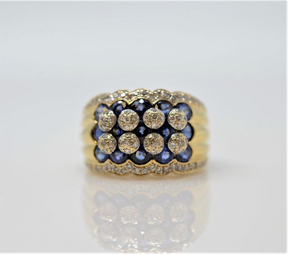 Heavy 18KT Vintage Sapphire and Diamond Band (1 of 11)