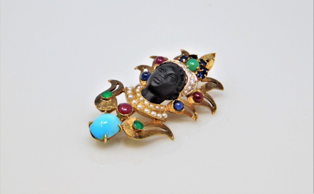 Vintage Blackmoor African Queen Multi Gem Brooch (1 of 3)