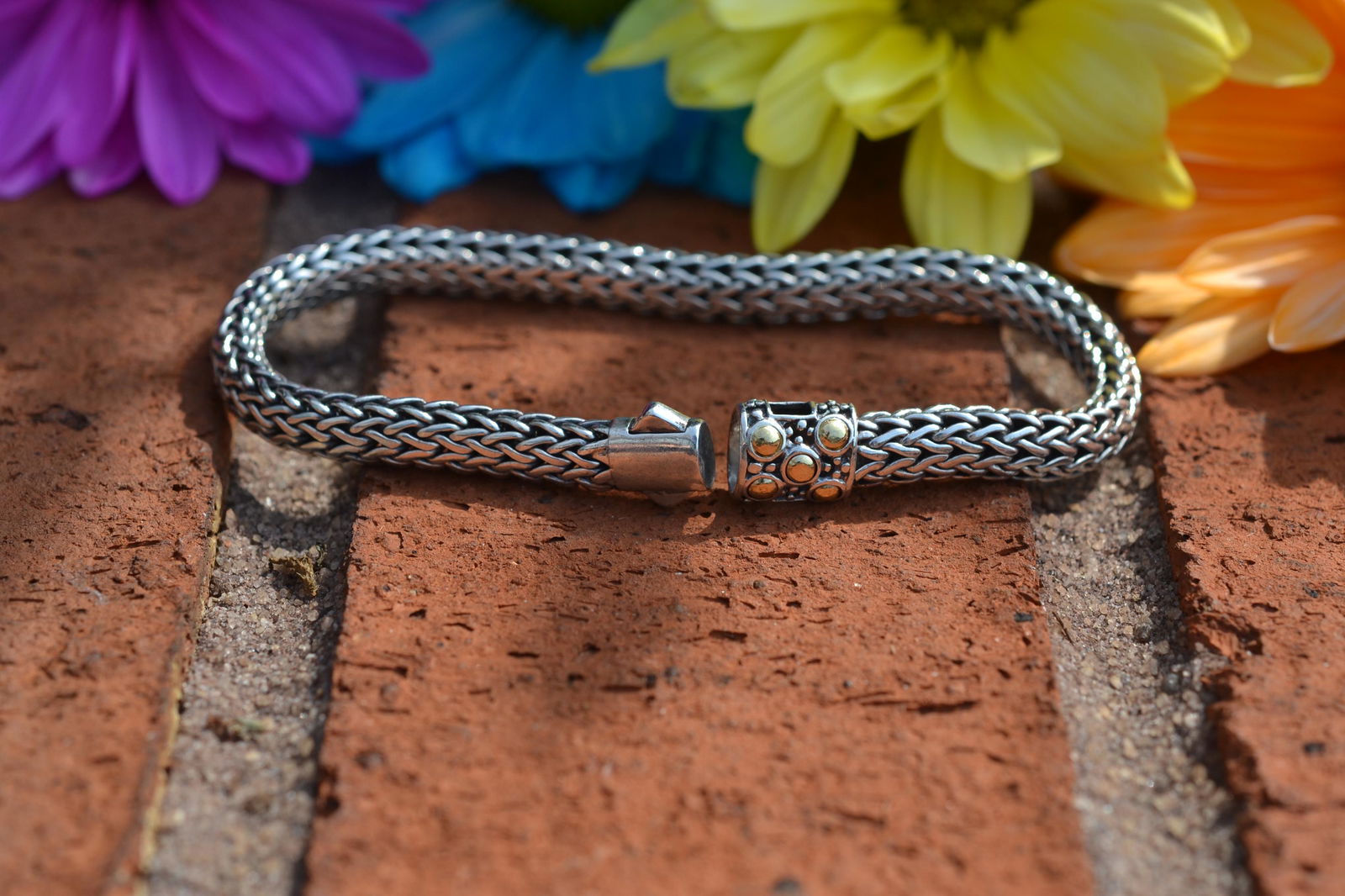 7.75" John Hardy 925 and 18KT Dot Weave Bracelet (1 of 3)