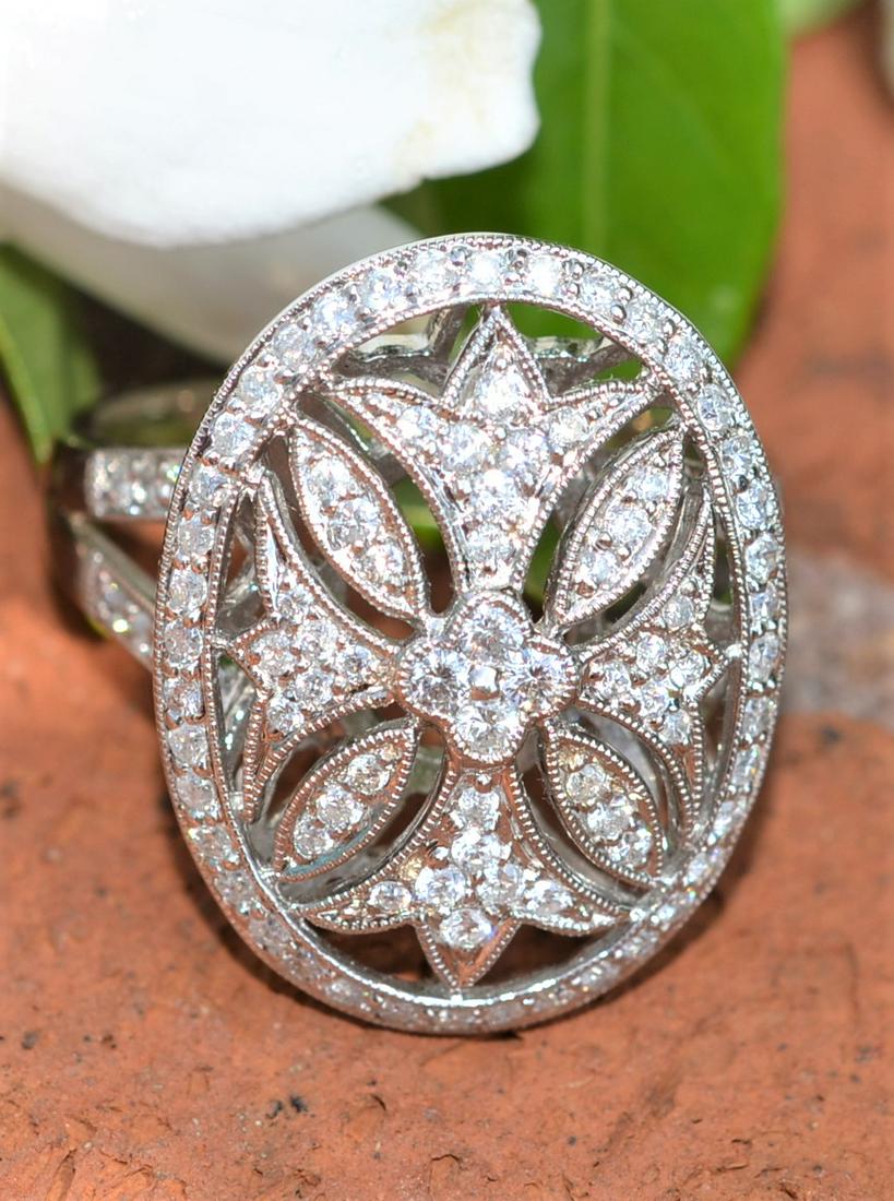 18KT Vintage Style 1.2 Carat Diamond Ring in White Gold (1 of 4)