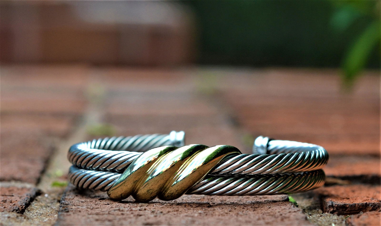 David Yurman Double Cable Twist Cuff 14 KT & 925 (1 of 4)