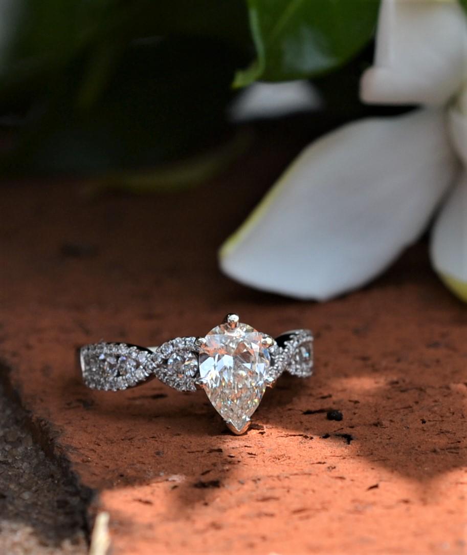 Stunning 2+ Carat Pear Shaped Diamond Engagement Ring (1 of 8)