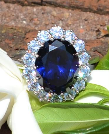 Dazzling Princess Diana Sterling CZ Halo Ring (1 of 3)