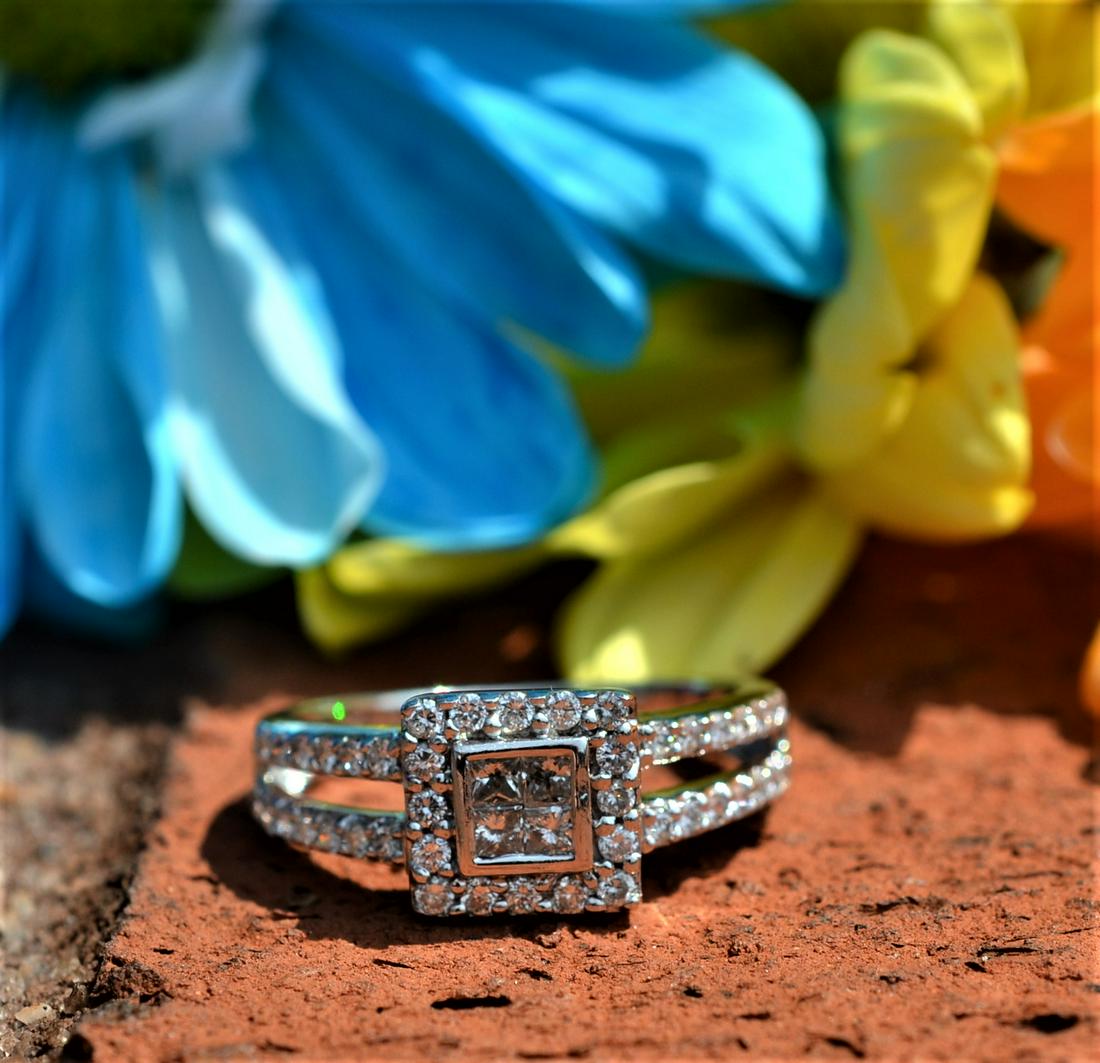 Split Shank Princess & Round Diamond Cluster Halo (1 of 4)