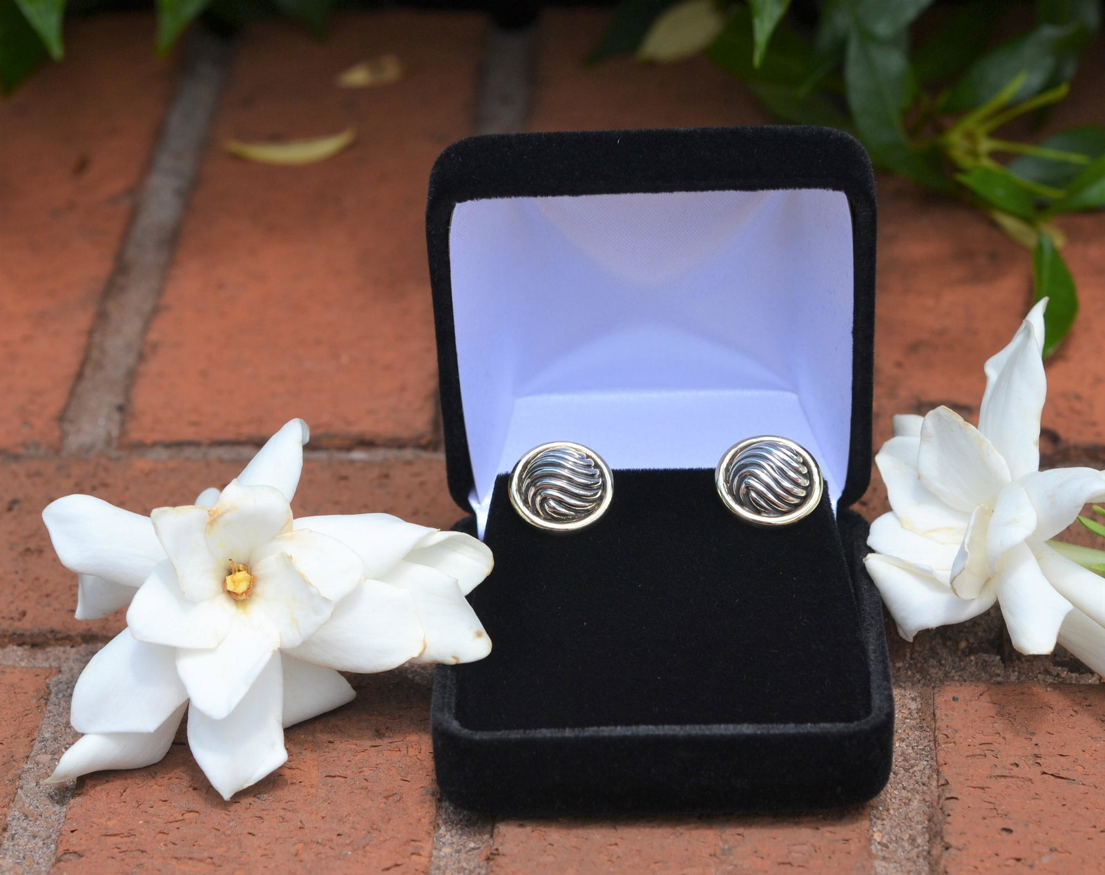 Rare  Two Tone  David Yurman Round Wave Cufflinks (1 of 5)
