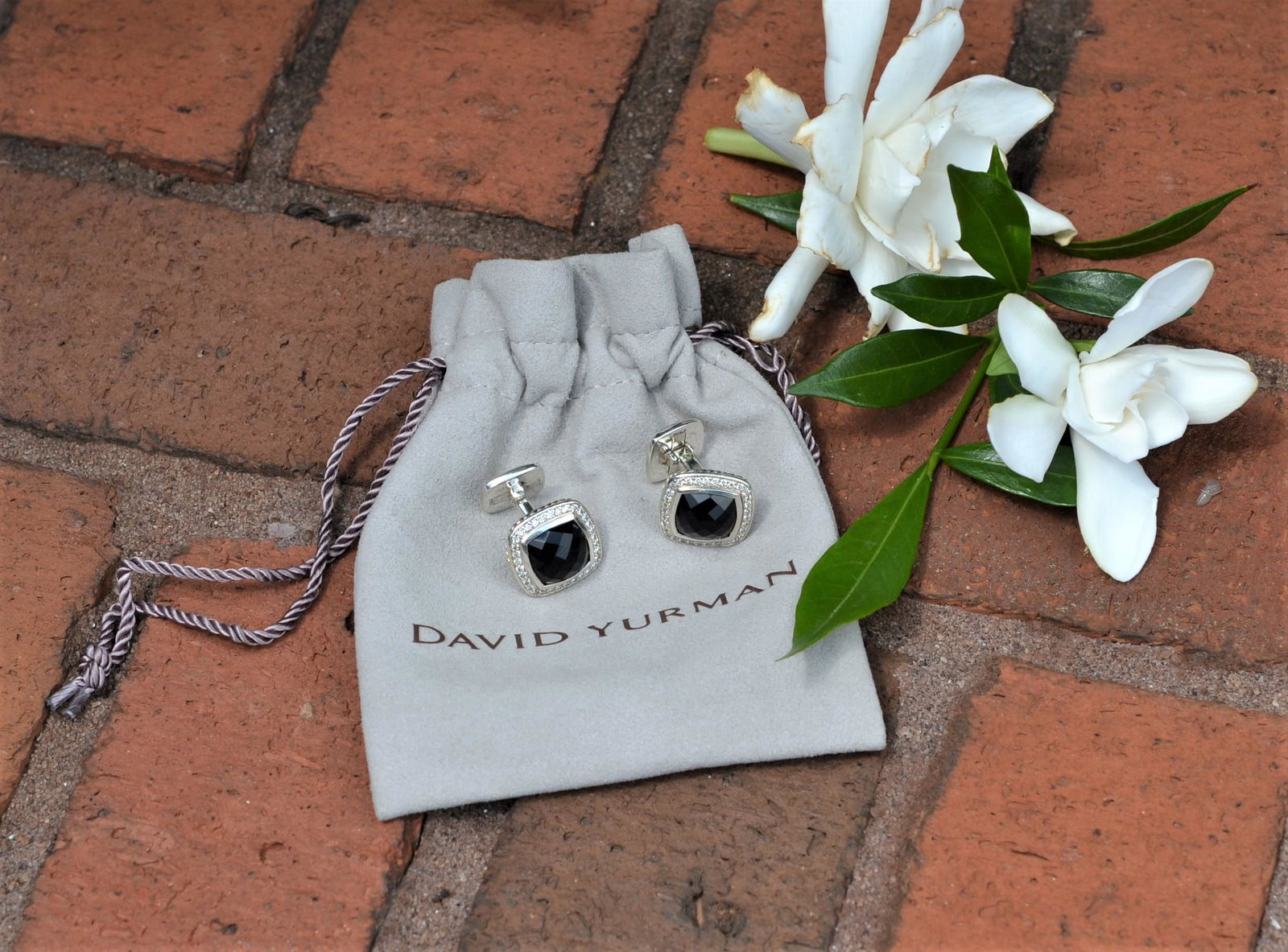 David Yurman Onyx & Diamond Albion Cuff Links (1 of 5)