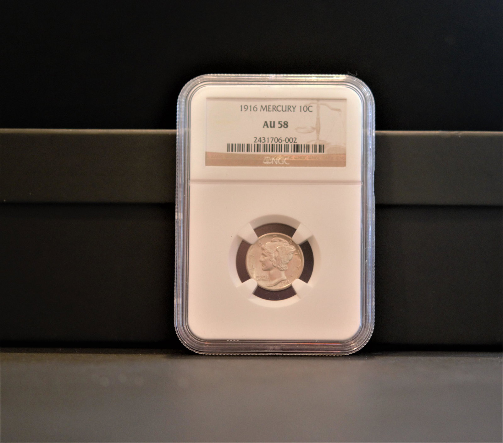 1916 P Mercury Dime NGC AU 58 (1 of 2)