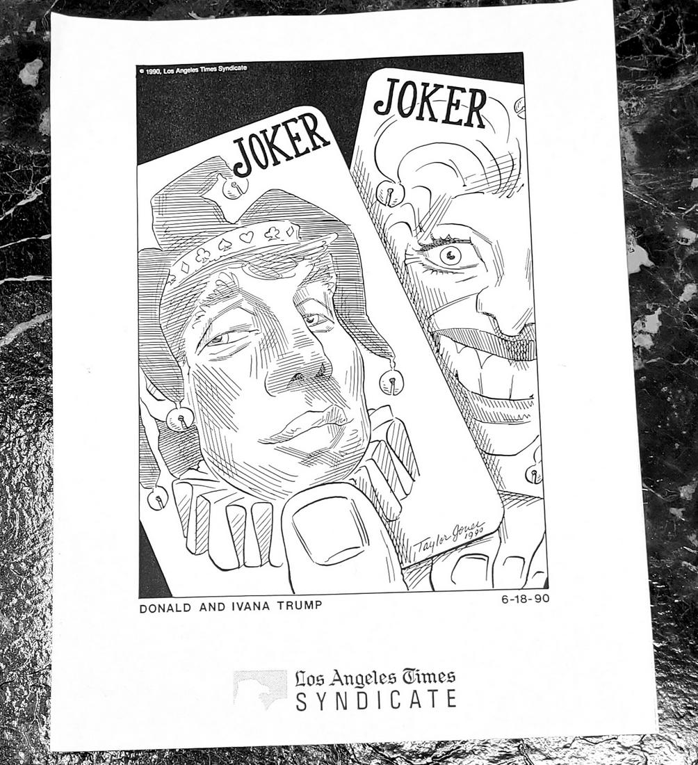 1990 Cartoon  drawing of Ivana & Donald Trump -LA Times (1 of 2)