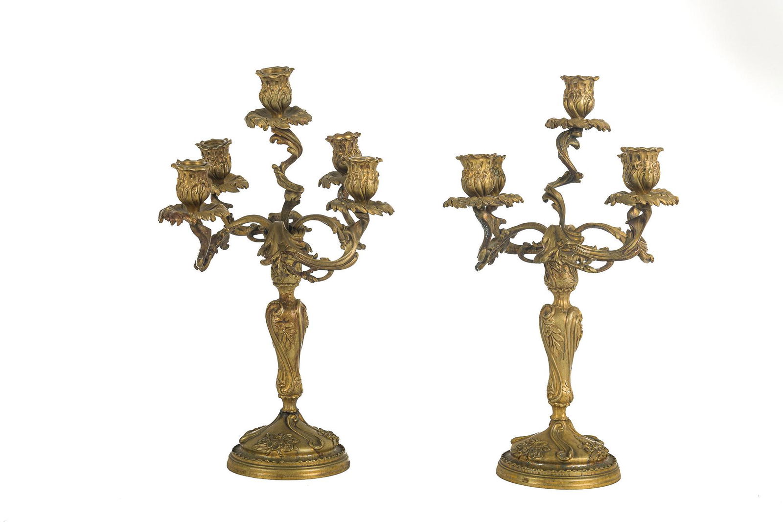 Pair of gilded bronze candelabra, France, 19th century (1 of 4)