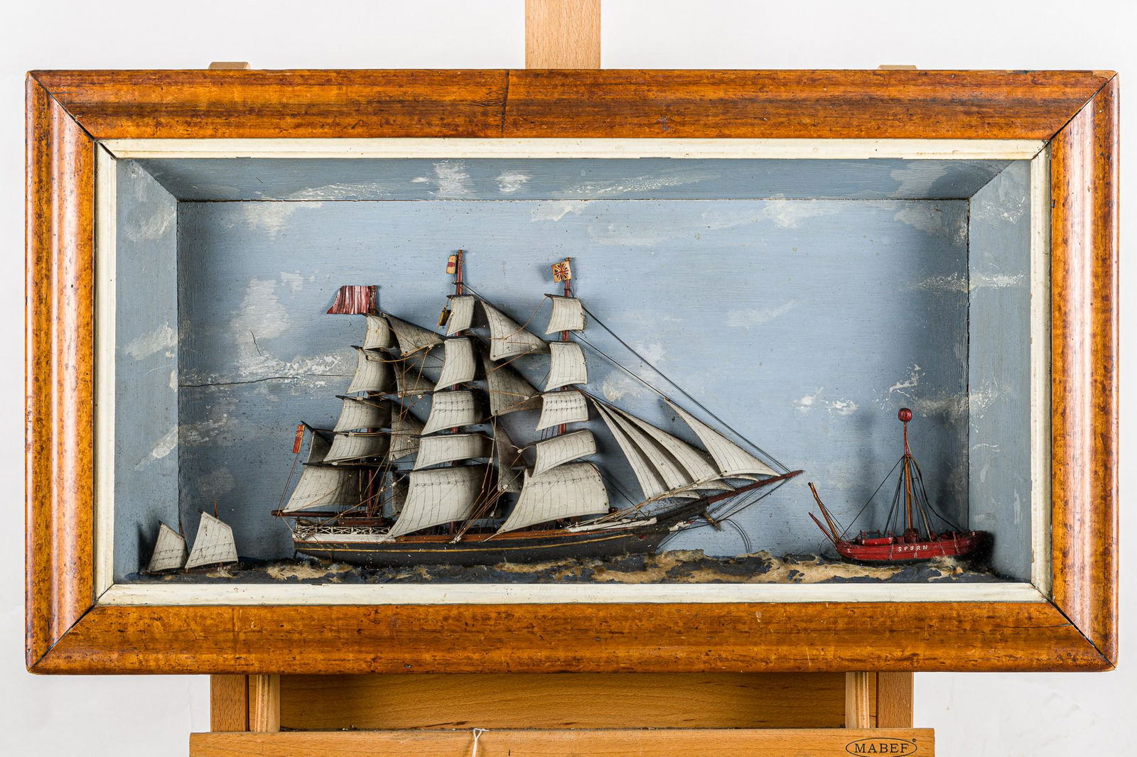 Sailing ship and two ships with diorama case, 20th (1 of 7)