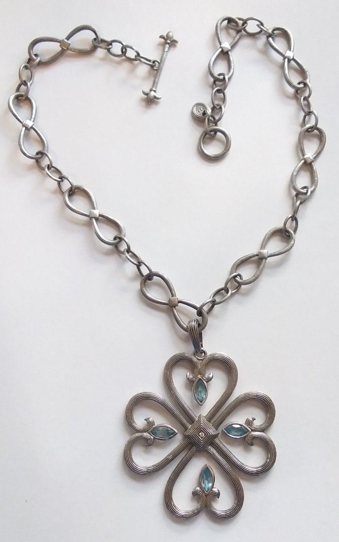 Jude Francis Sterling Silver Blue Topaz Necklace 925: Sterling silver approx. 15\\\\\\\" long chain. Toggle closure. Like new condition. Solid Sterling Silver (.925)