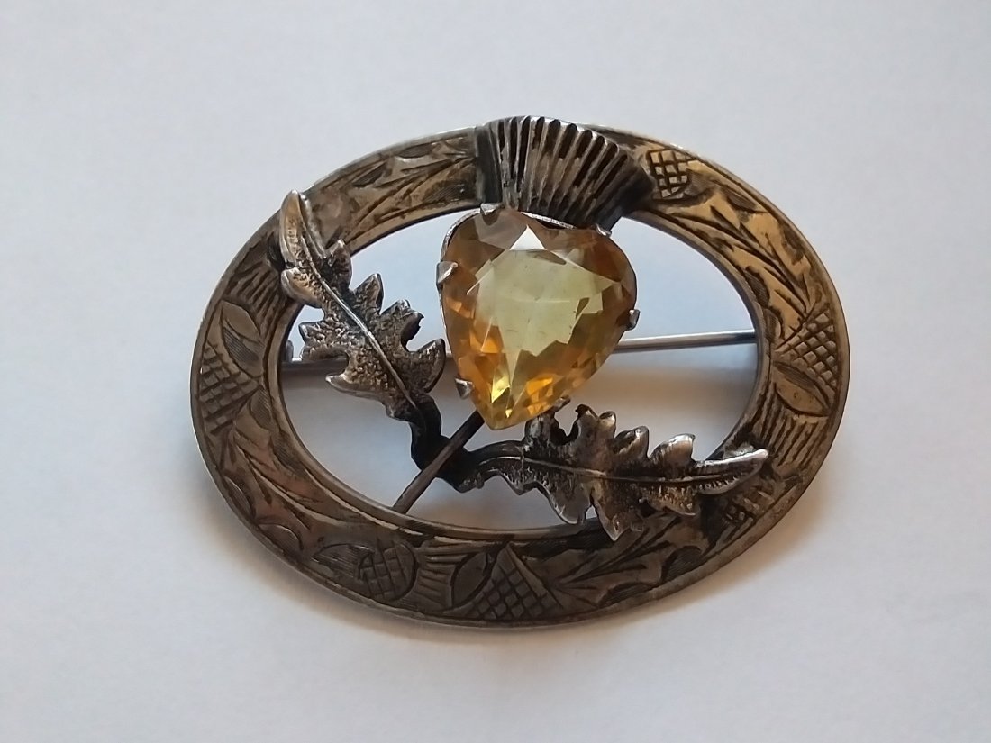 Sterling Silver Thistle Scottish Kilt Brooch Pin (1 of 2)