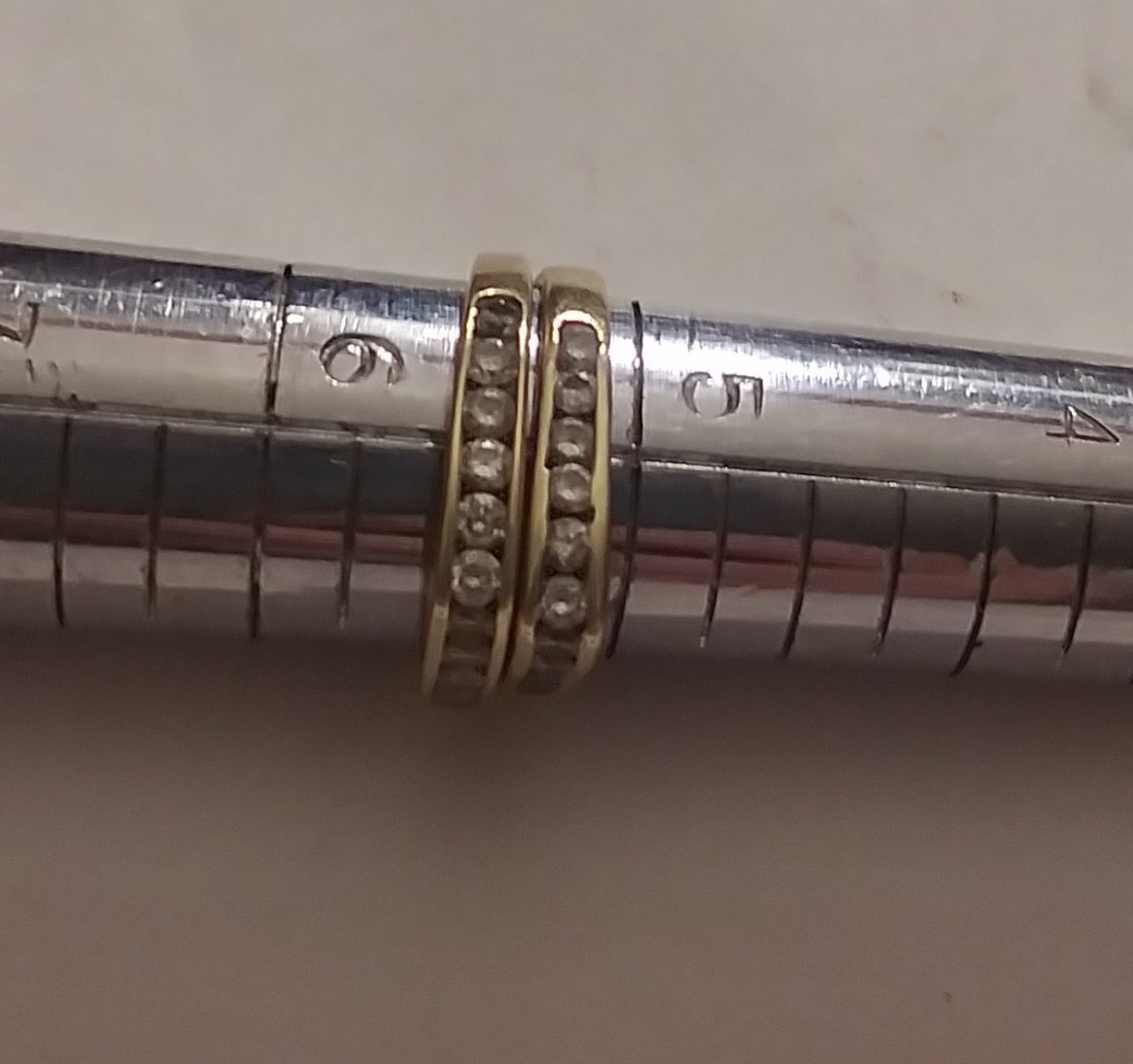 Pair of 14kt REAL Diamond rings bands (1 of 5)