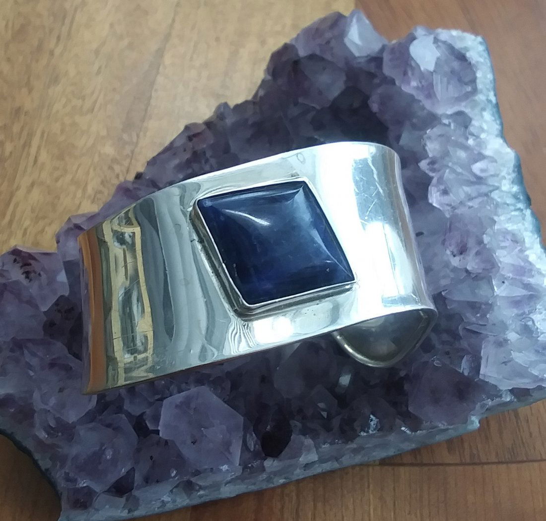 Sterling Silver Blue Lapis Stone Cuff Bracelet (1 of 4)