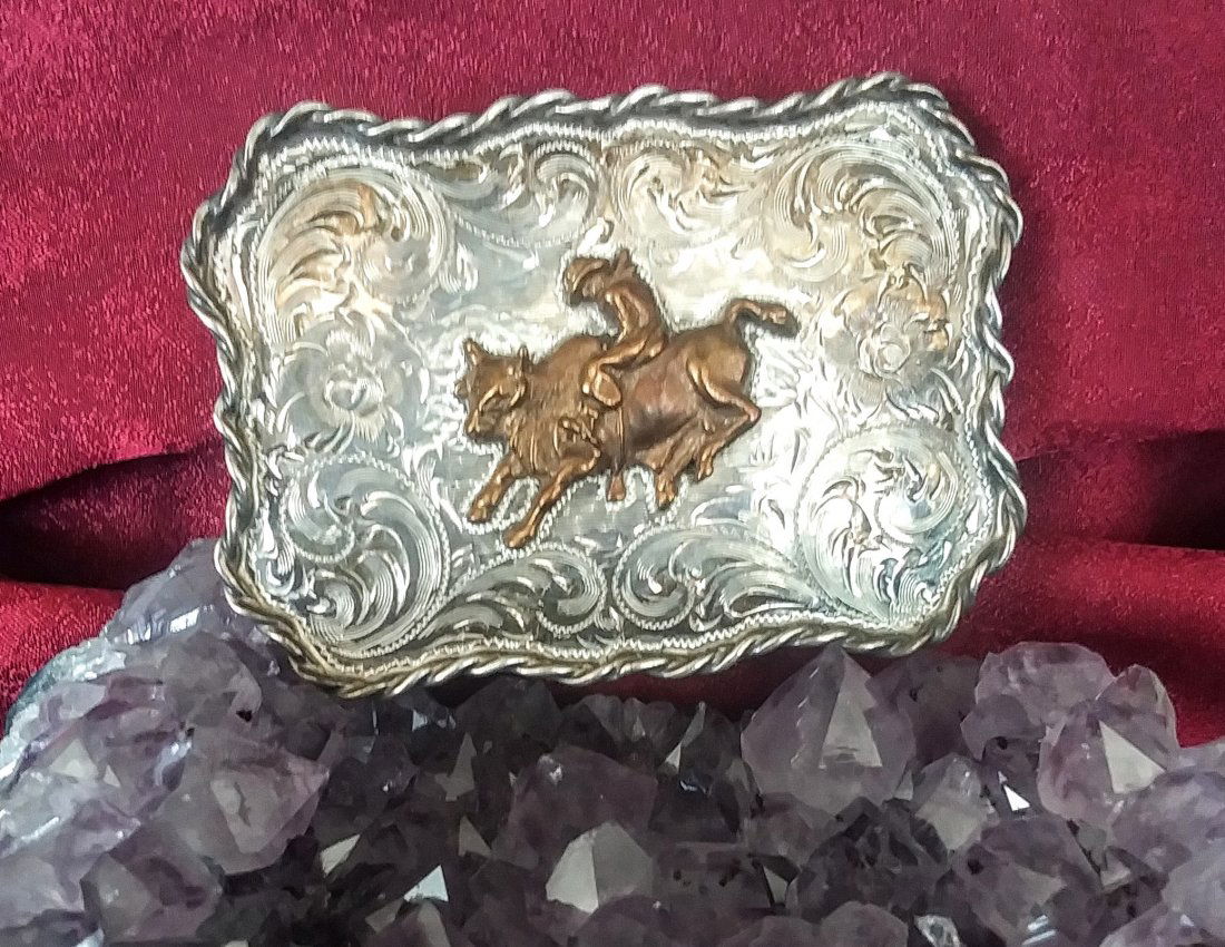 Diablo Sterling Silver Bull Riding Belt Buckle (1 of 2)