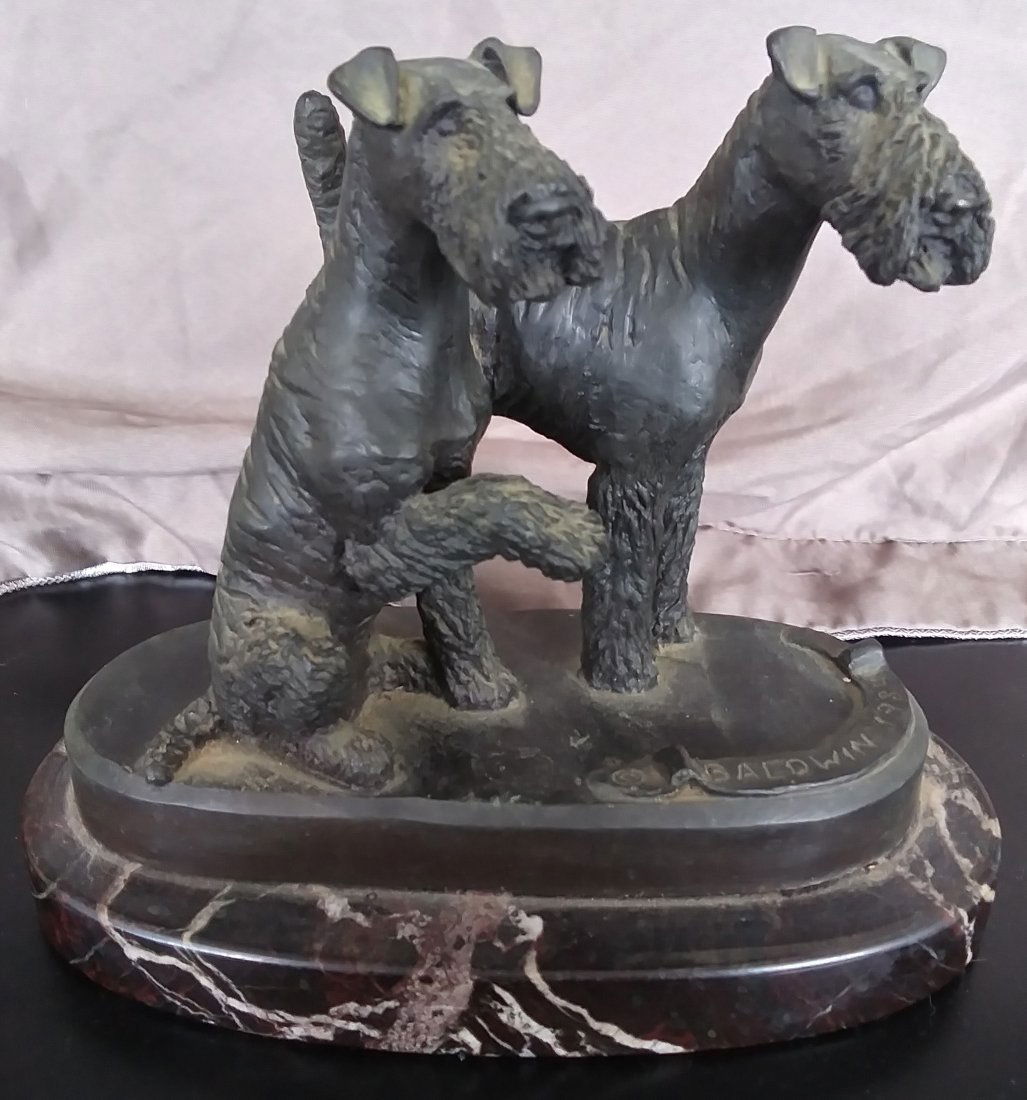 CHRISTINE BALDWIN Lost wax bronze pair of Airdales (1 of 4)