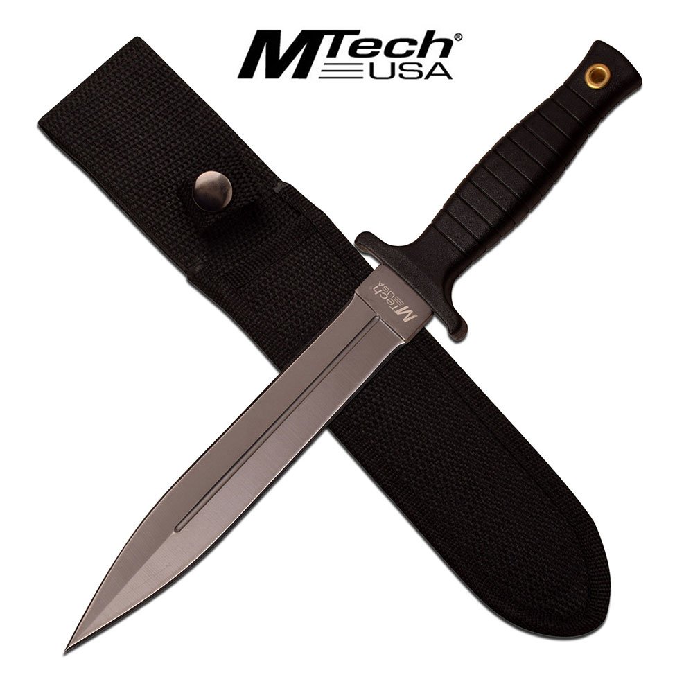 MTECH USA MT-20-77GY FIXED BLADE KNIFE 11.25" OVERALL: MTECH USA MT-20-77GY FIXED BLADE KNIFE * 11.25" OVERALL * Fixed Blade Knife * 11.25" OVERALL * 7" 5MM THICK BLADE, GREY * TITANIUM COATED STAINLESS STEEL * DOUBLE * EDGE BLADE WITH FULLER * BLACK ABS